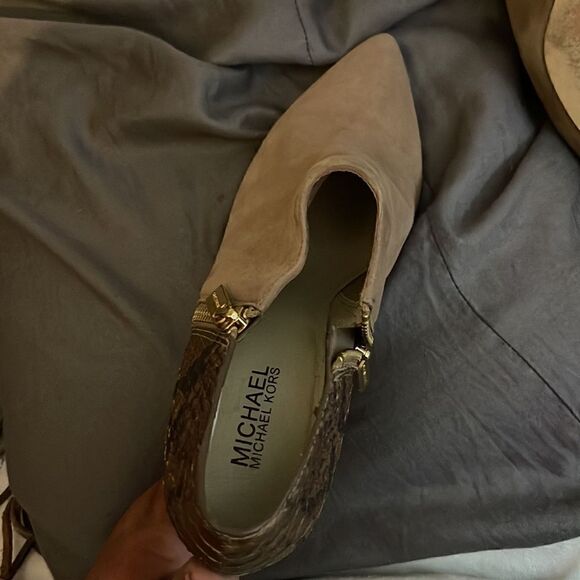 MICHAEL KORS Dawson suede & snakeskin leather  BOOTIES/boots/shoes/heels 9M - Picture 4 of 8